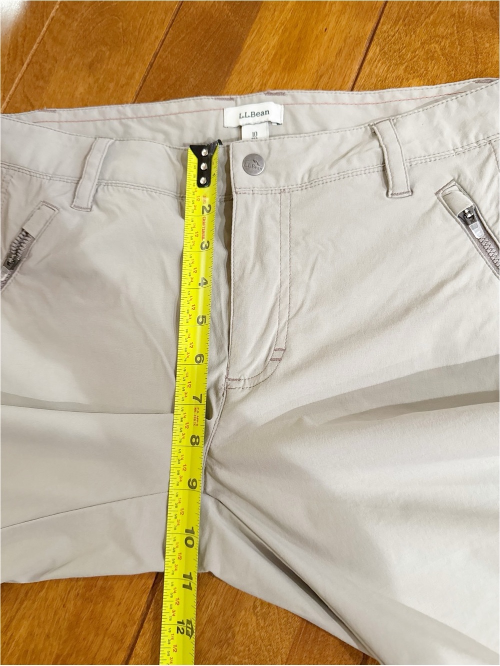 LL Bean Hiking Pants Womens 10 Regular Beige Nylon Spandex Outdoor Pockets - Picture 9 of 11